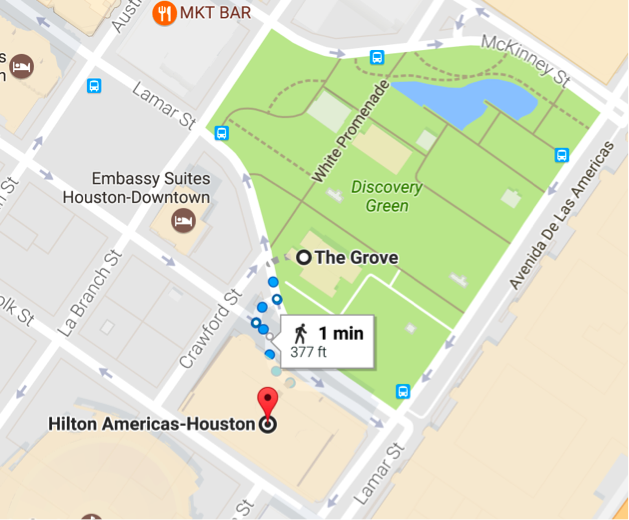 map to The Grove, Houston for purchase card management system conference