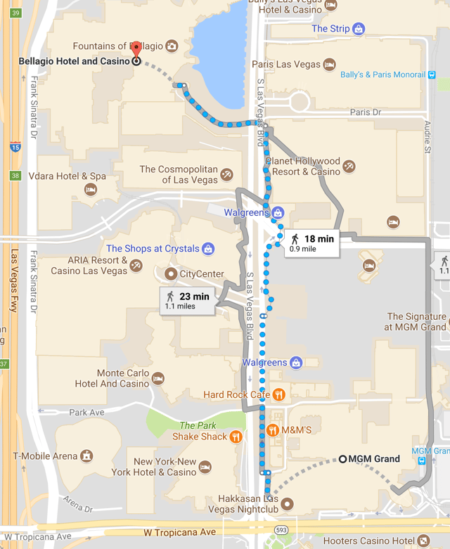 map to the Bellagio in Las Vegas for expense report software conference