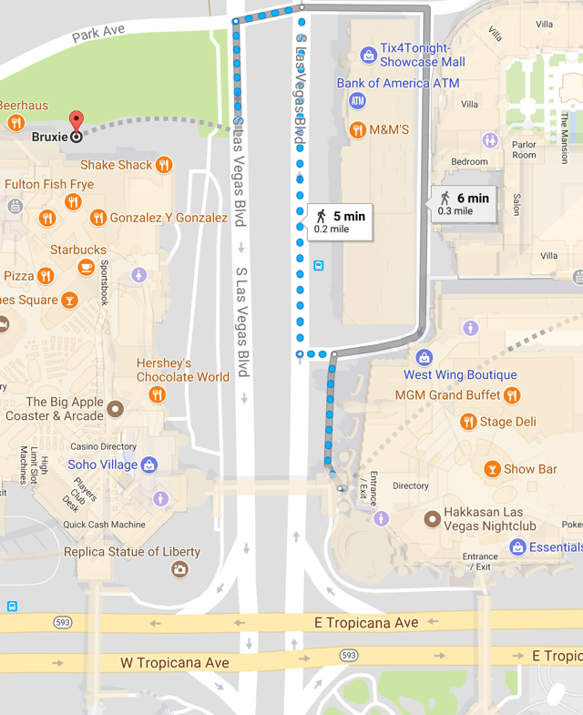 map to Bruxie, Las Vegas for time and expense tracking conference