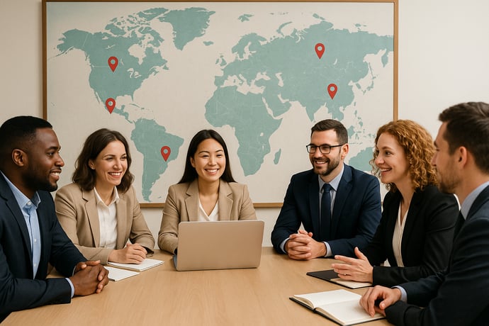 professionals with a world map of meal and rest breaks